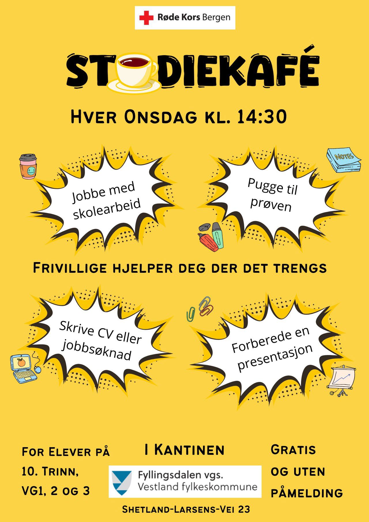 Foto av plakat om Studiekafe