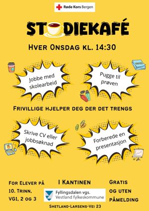 Foto av plakat om Studiekafe