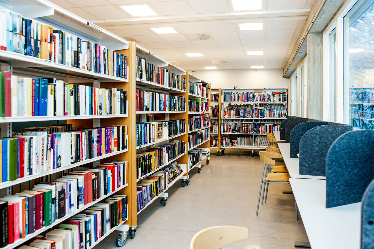 Bilde frå bibliotek, arbeidsplassar